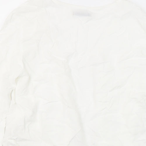 Pull&Bear Womens White Viscose Tunic Blouse Size M Collared