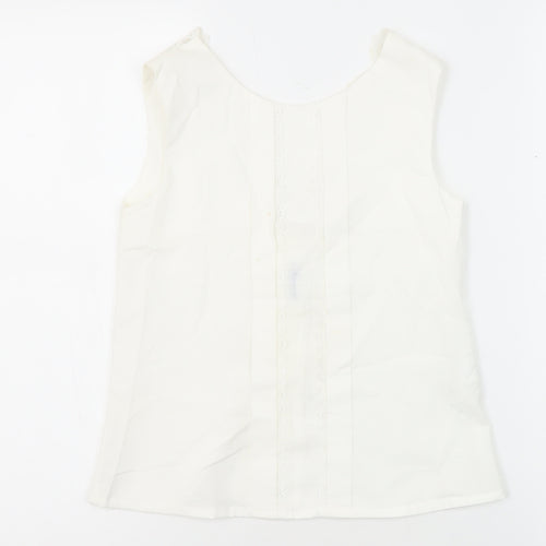 Miranda Womens White Cotton Tunic Blouse Size 10 V-Neck