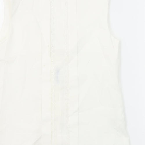 Miranda Womens White Cotton Tunic Blouse Size 10 V-Neck