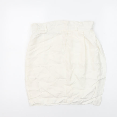 Zara Womens Ivory Acrylic Mini Skirt Size M Zip - Wrap front