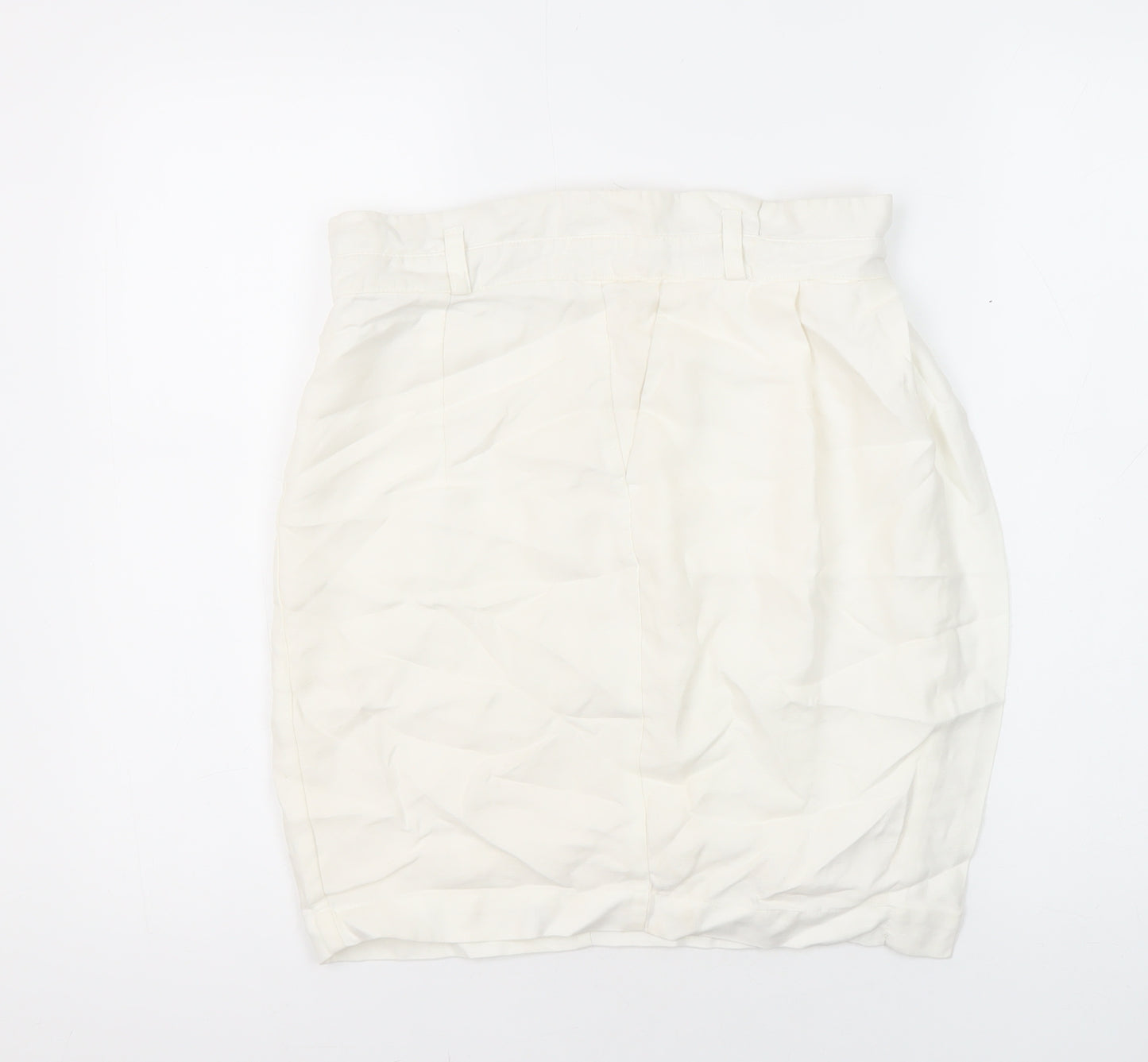Zara Womens Ivory Acrylic Mini Skirt Size M Zip - Wrap front