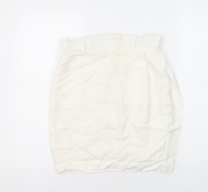 Zara Womens Ivory Acrylic Mini Skirt Size M Zip - Wrap front