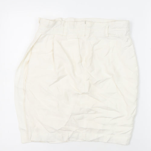Zara Womens Ivory Acrylic Mini Skirt Size M Zip - Wrap front