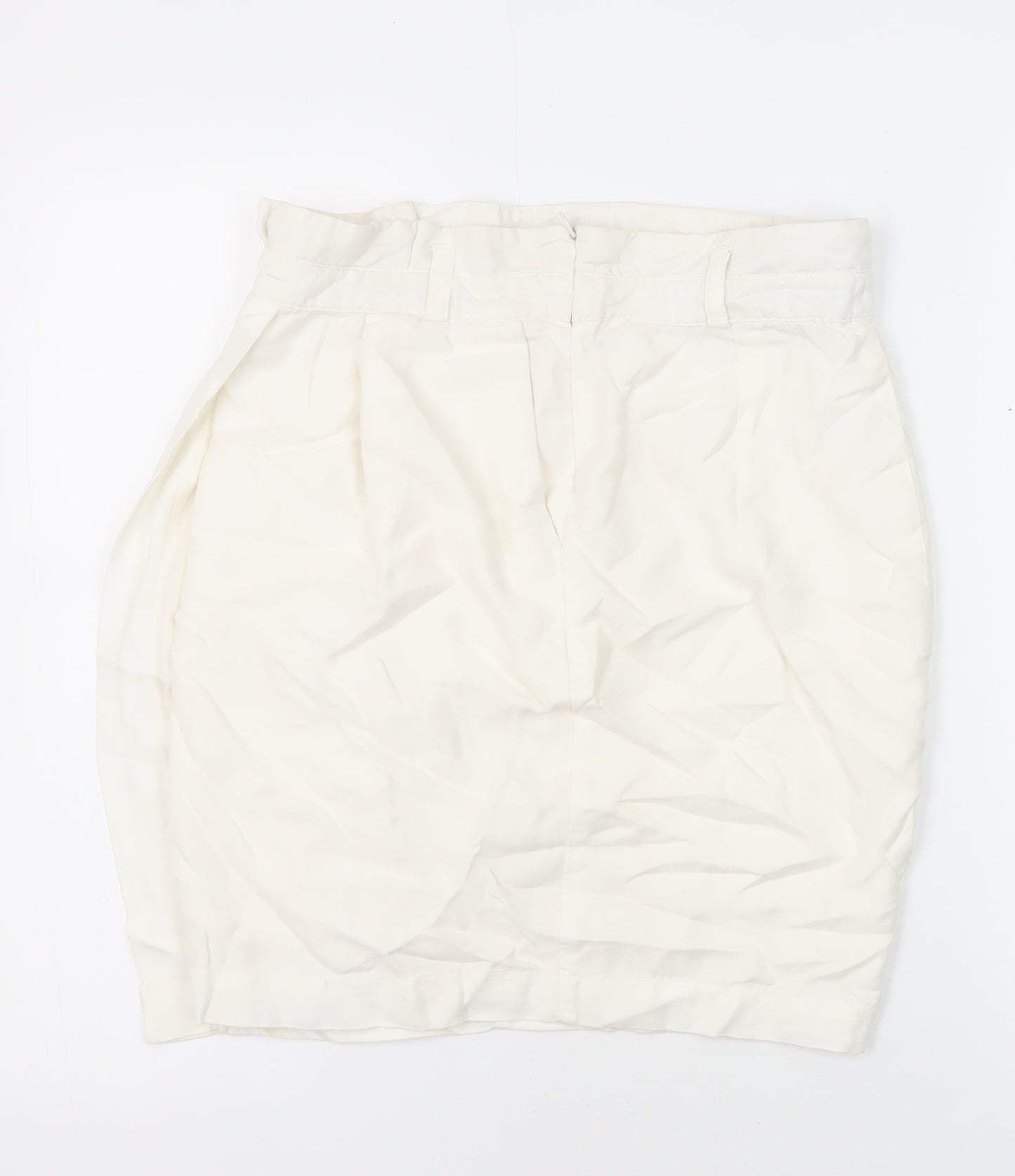 Zara Womens Ivory Acrylic Mini Skirt Size M Zip - Wrap front