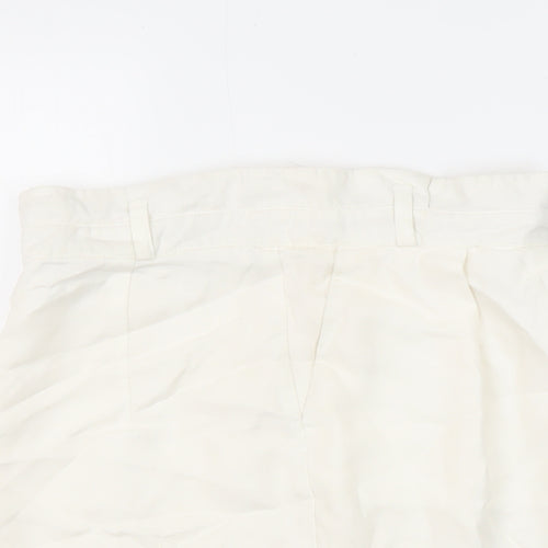 Zara Womens Ivory Acrylic Mini Skirt Size M Zip - Wrap front