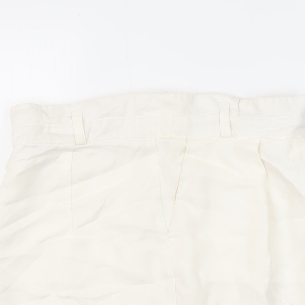 Zara Womens Ivory Acrylic Mini Skirt Size M Zip - Wrap front