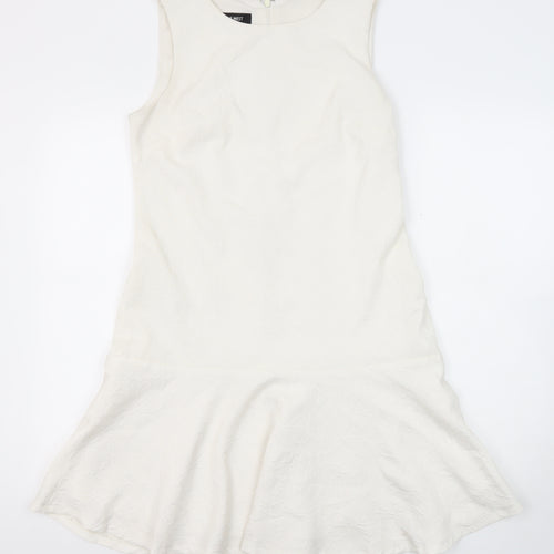 Nine West Womens Ivory Polyester Blend A-Line Size S Round Neck Zip