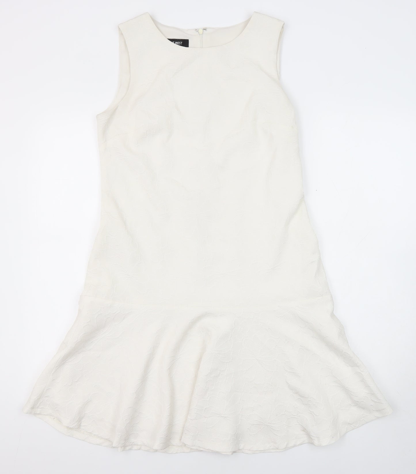 Nine West Womens Ivory Polyester Blend A-Line Size S Round Neck Zip