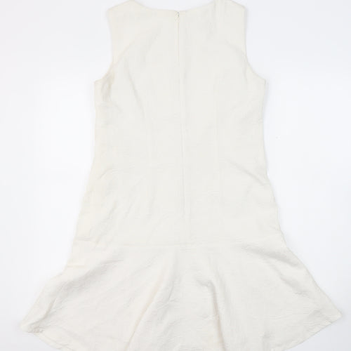 Nine West Womens Ivory Polyester Blend A-Line Size S Round Neck Zip