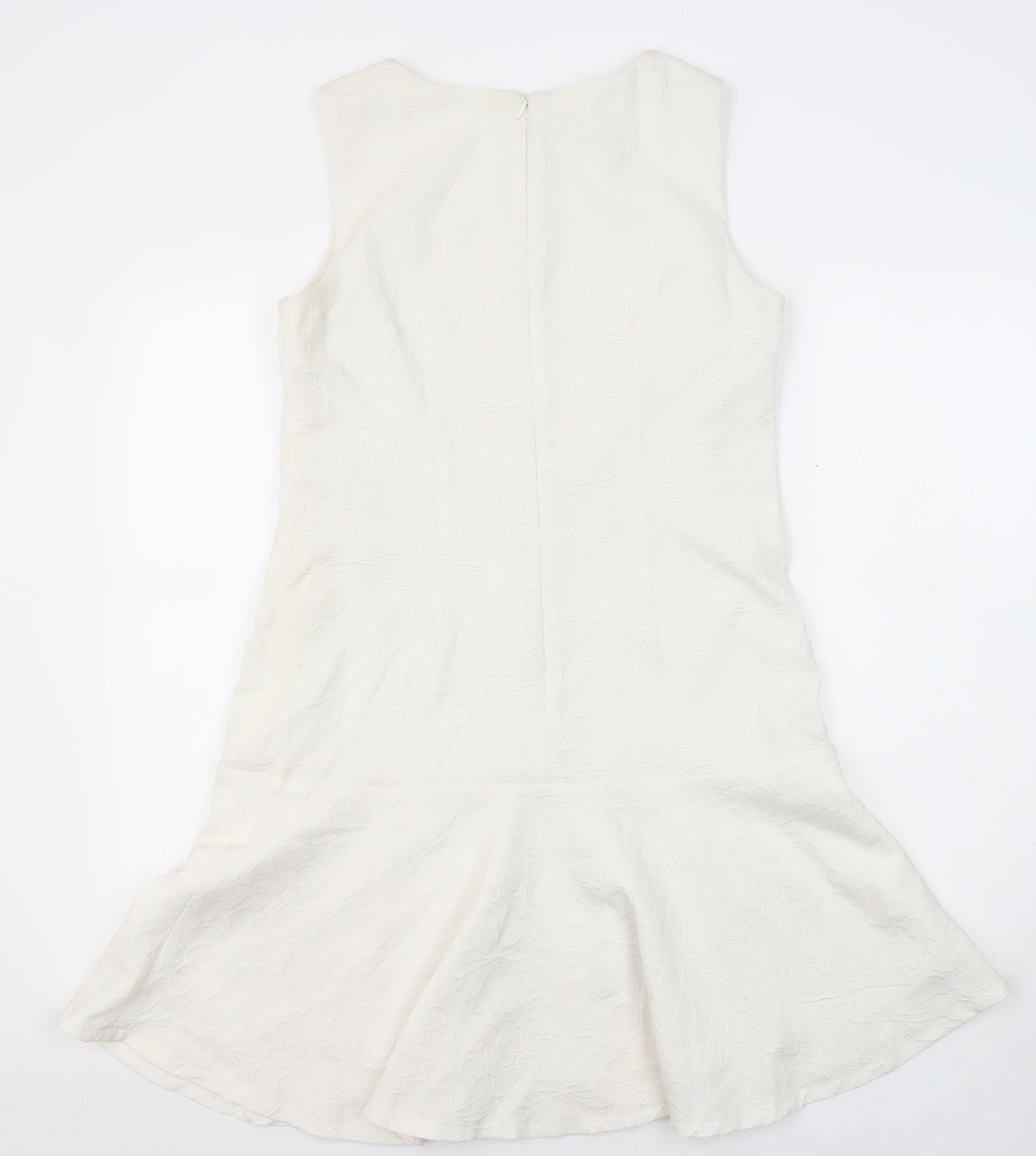 Nine West Womens Ivory Polyester Blend A-Line Size S Round Neck Zip