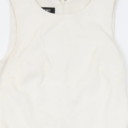 Nine West Womens Ivory Polyester Blend A-Line Size S Round Neck Zip