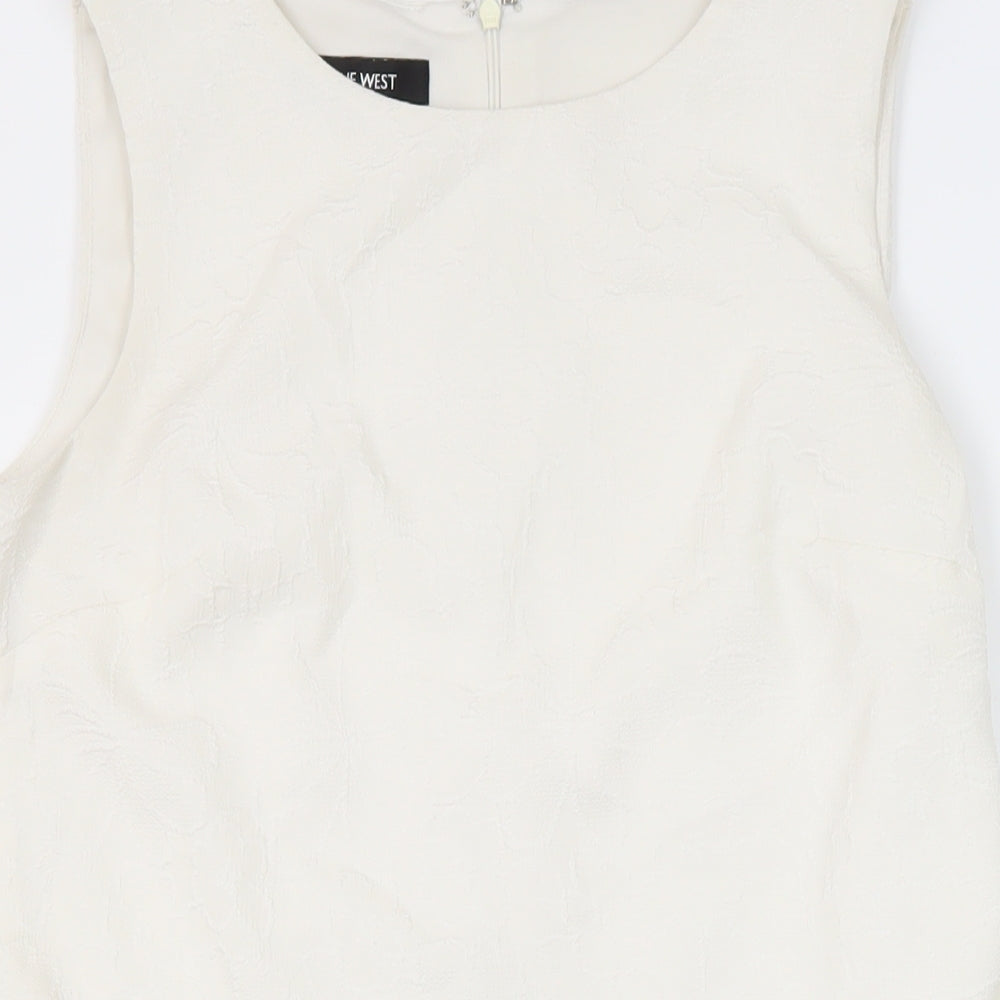 Nine West Womens Ivory Polyester Blend A-Line Size S Round Neck Zip