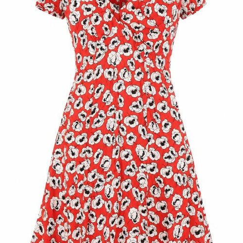 Dorothy Perkins Womens Multicoloured Floral Viscose A-Line Size 8 V-Neck Zip - Tie back