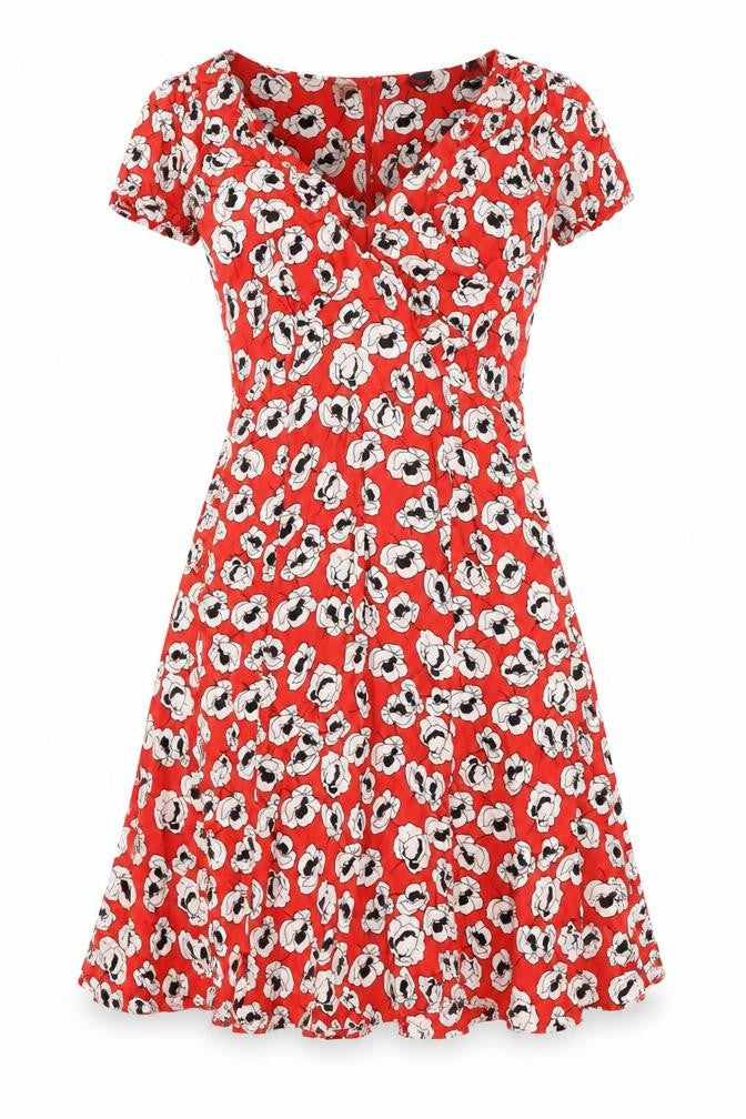 Dorothy Perkins Womens Multicoloured Floral Viscose A-Line Size 8 V-Neck Zip - Tie back