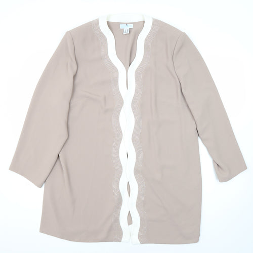 Medici Womens Beige Jacket Blazer Size 22 - Beaded front
