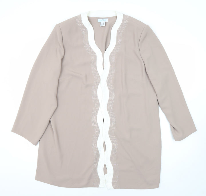 Medici Womens Beige Jacket Blazer Size 22 - Beaded front