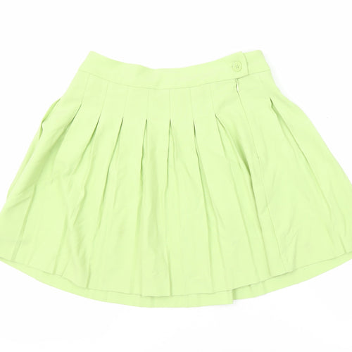 FB Sister Womens Green Polyester Mini Skirt Size L Zip - Pleated