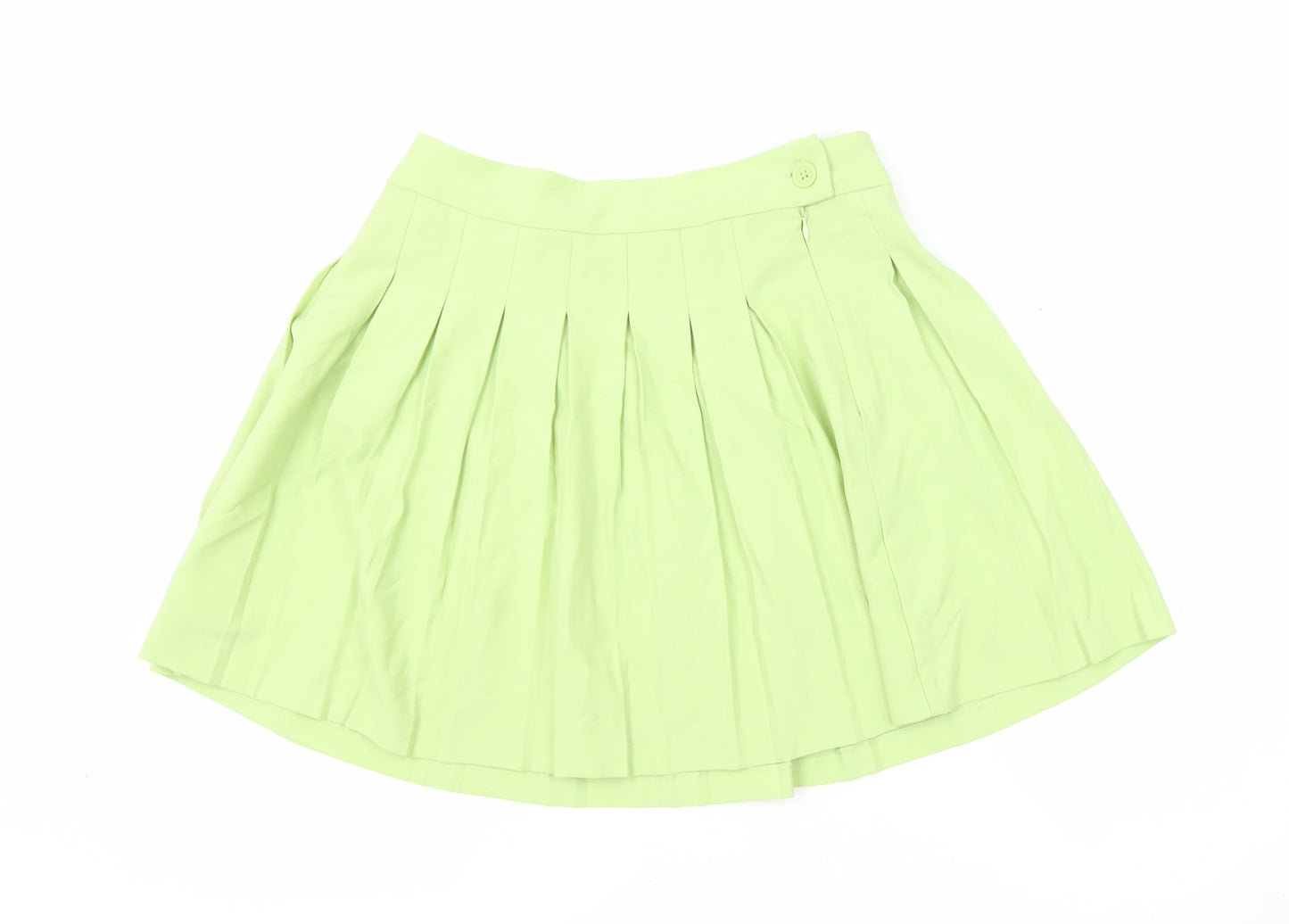 FB Sister Womens Green Polyester Mini Skirt Size L Zip - Pleated