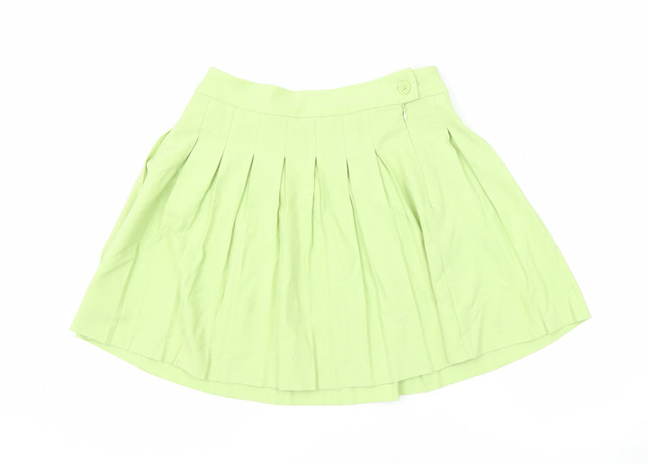 FB Sister Womens Green Polyester Mini Skirt Size L Zip - Pleated