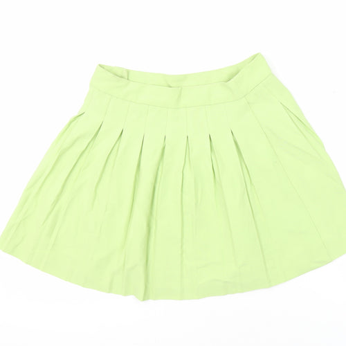 FB Sister Womens Green Polyester Mini Skirt Size L Zip - Pleated