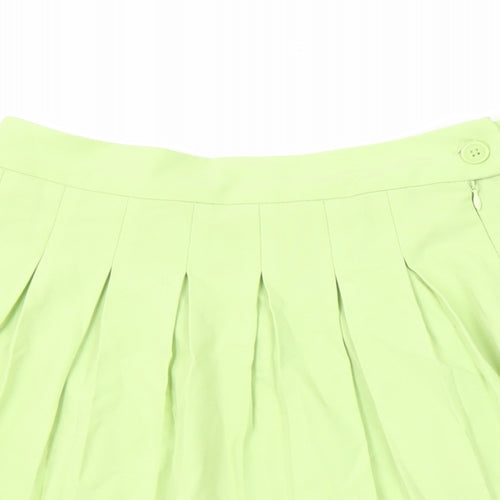 FB Sister Womens Green Polyester Mini Skirt Size L Zip - Pleated