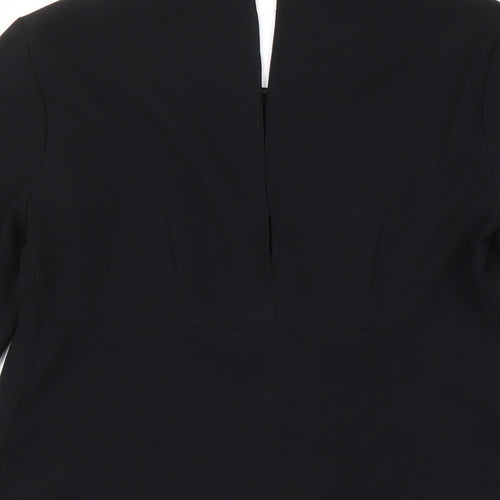 Zara Womens Black Polyester A-Line Size S Round Neck Button