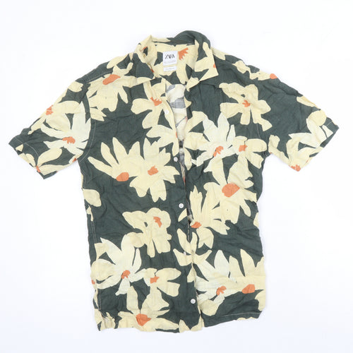 Zara Womens Multicoloured Floral Viscose Tunic Blouse Size S Collared