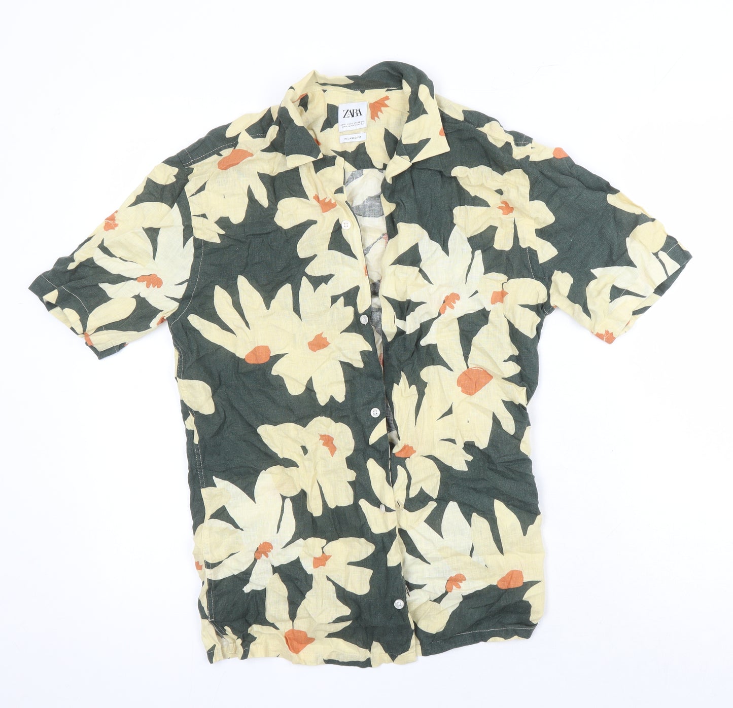 Zara Womens Multicoloured Floral Viscose Tunic Blouse Size S Collared
