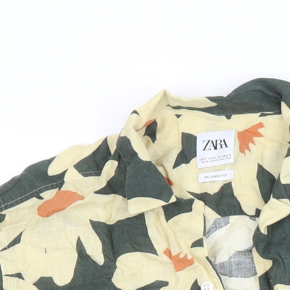 Zara Womens Multicoloured Floral Viscose Tunic Blouse Size S Collared