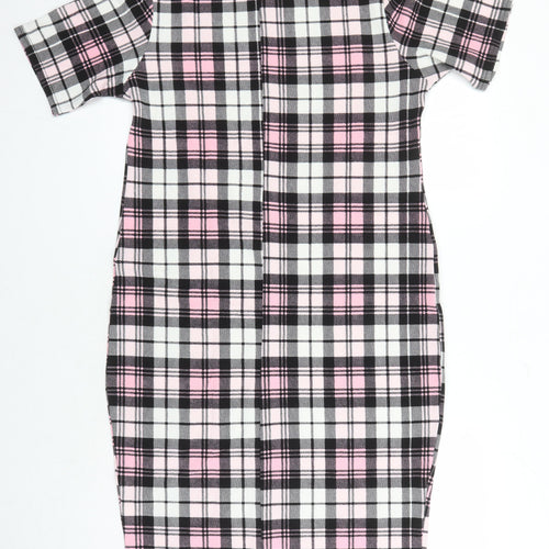 Kaaya Womens Multicoloured Check Polyester Pencil Dress Size 24 Round Neck