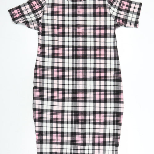 Kaaya Womens Multicoloured Check Polyester Pencil Dress Size 26 Round Neck