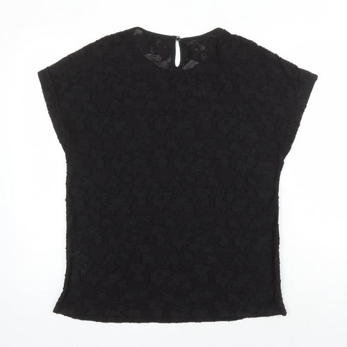 Esprit Womens Black Polyester Tunic Blouse Size L Round Neck