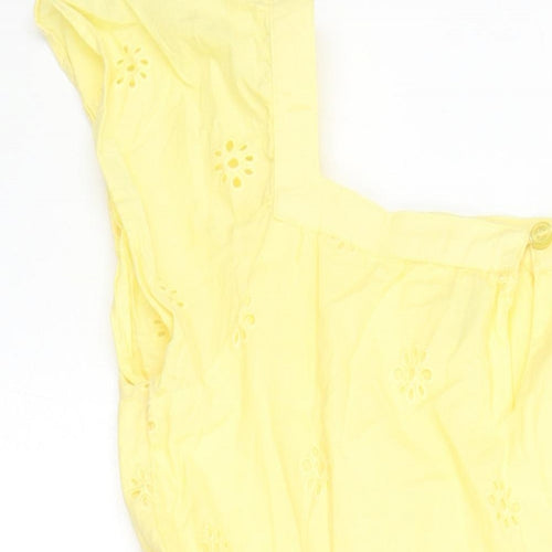 John Lewis Girls Yellow 100% Cotton A-Line Size 11 Years Square Neck