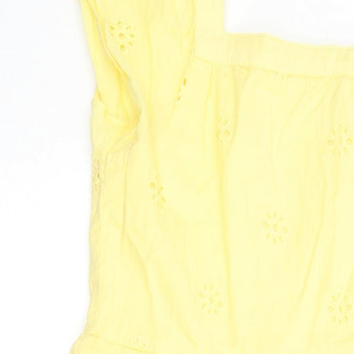 John Lewis Girls Yellow 100% Cotton A-Line Size 11 Years Square Neck
