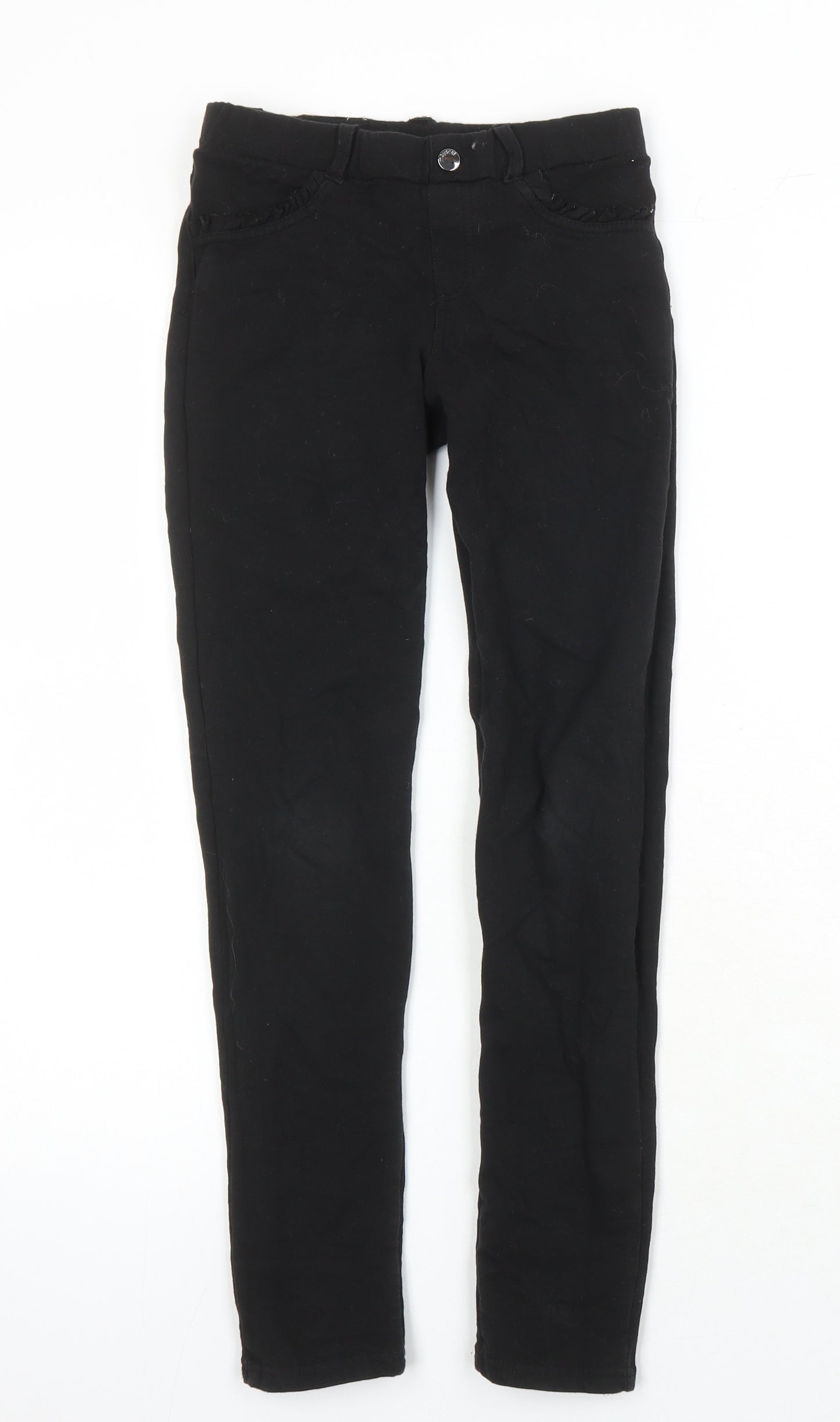 Myrl Girls Black 100% Cotton Jegging Trousers Size 9 Years L24 in Classic - Elasticated Waist