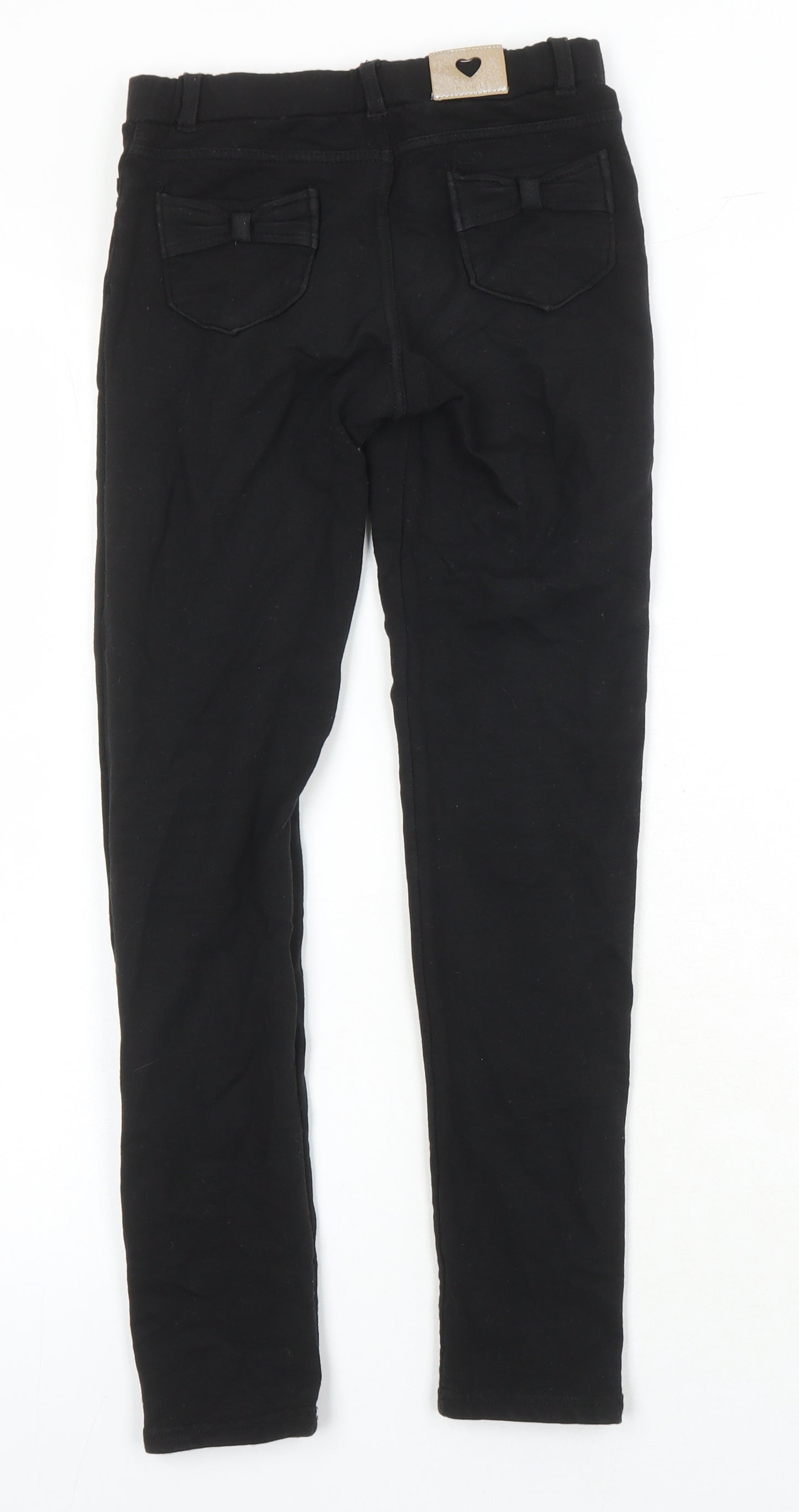 Myrl Girls Black 100% Cotton Jegging Trousers Size 9 Years L24 in Classic - Elasticated Waist