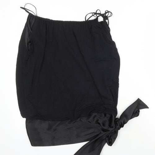 Oasis Womens Black Polyester Tunic Blouse Size 8 Scoop Neck - Bow Detail