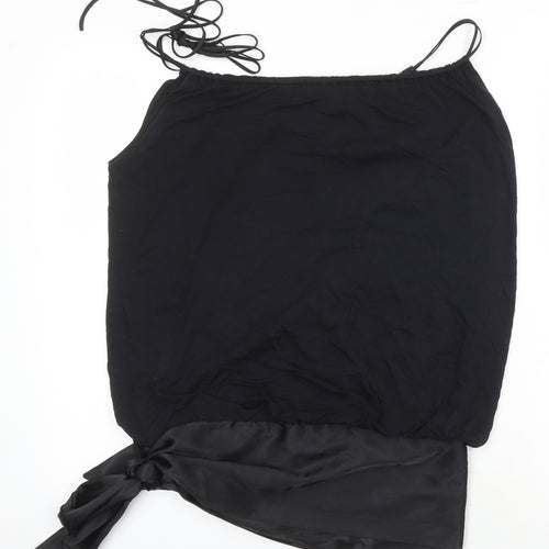 Oasis Womens Black Polyester Tunic Blouse Size 8 Scoop Neck - Bow Detail
