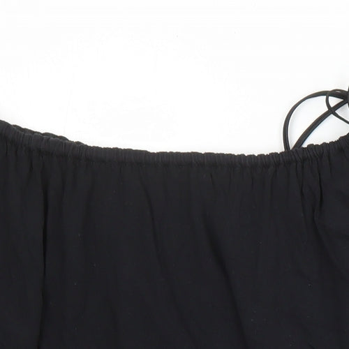 Oasis Womens Black Polyester Tunic Blouse Size 8 Scoop Neck - Bow Detail