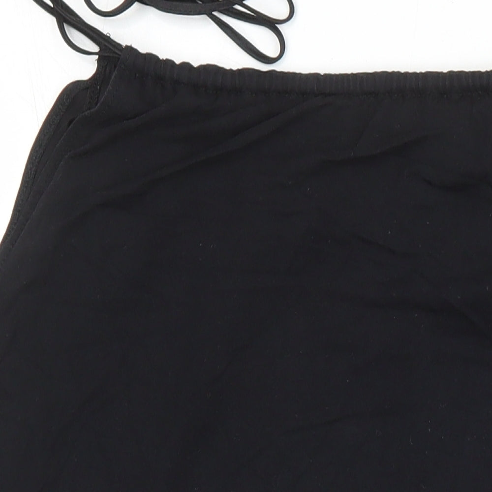 Oasis Womens Black Polyester Tunic Blouse Size 8 Scoop Neck - Bow Detail
