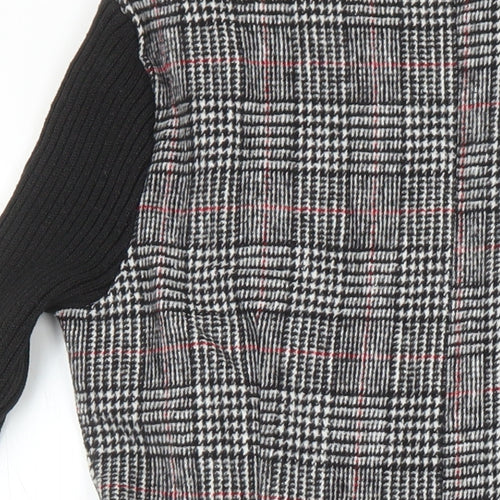 Duo Lamei Deiss Womens Multicoloured Check Polyester Blend A-Line Size S Round Neck