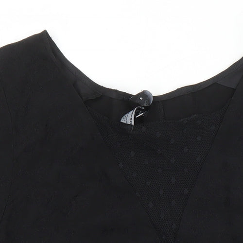 The Kooples Womens Black Polyamide Tunic Blouse Size S Round Neck - Lace Detail