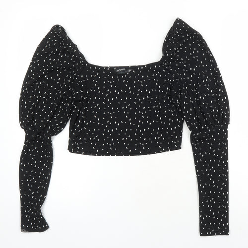 Monkl Womens Multicoloured Polka Dot Polyester Cropped T-Shirt Size S Off the Shoulder