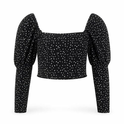 Monkl Womens Multicoloured Polka Dot Polyester Cropped T-Shirt Size S Off the Shoulder