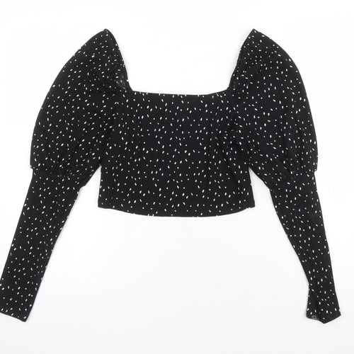 Monkl Womens Multicoloured Polka Dot Polyester Cropped T-Shirt Size S Off the Shoulder
