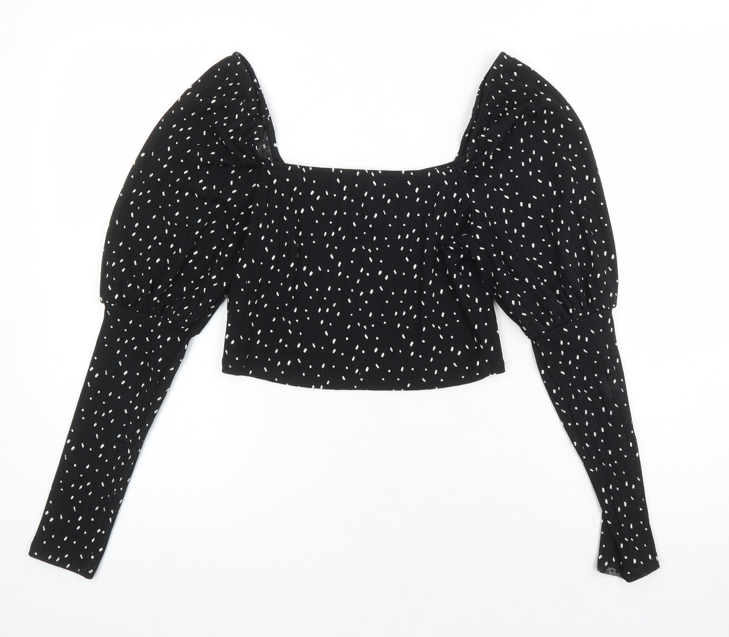 Monkl Womens Multicoloured Polka Dot Polyester Cropped T-Shirt Size S Off the Shoulder