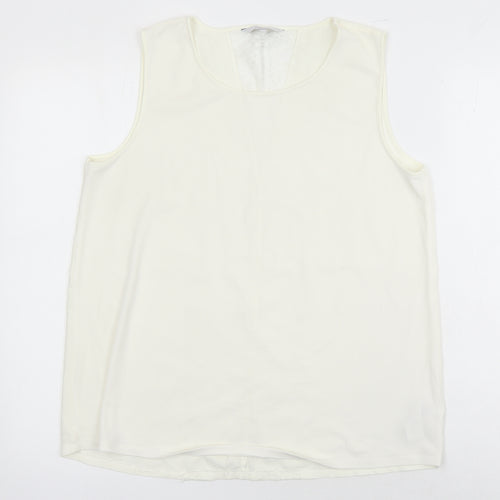 NEXT Womens Ivory Polyester Tunic Blouse Size 14 Round Neck - Lace Detail