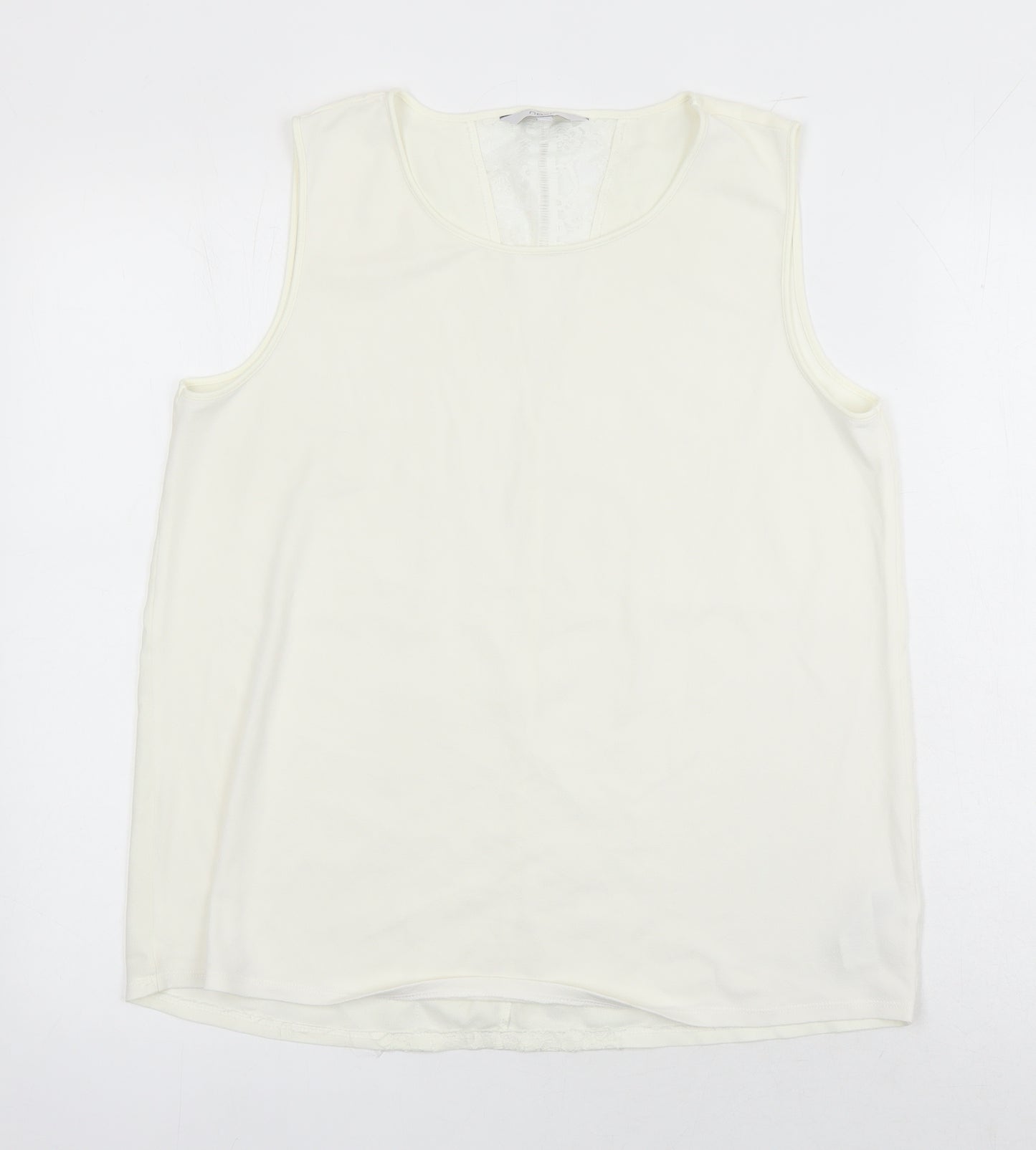 NEXT Womens Ivory Polyester Tunic Blouse Size 14 Round Neck - Lace Detail