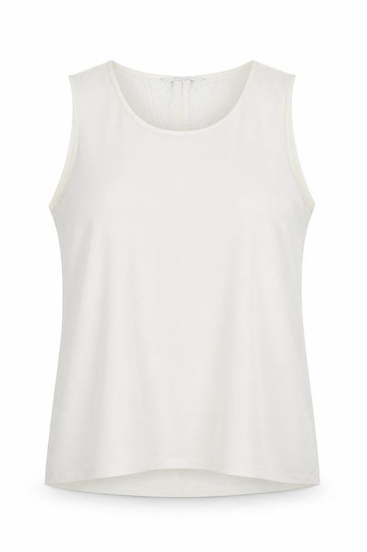Front view of Next women’s ivory polyester tunic blouse, size UK 14, round neck - lace detail