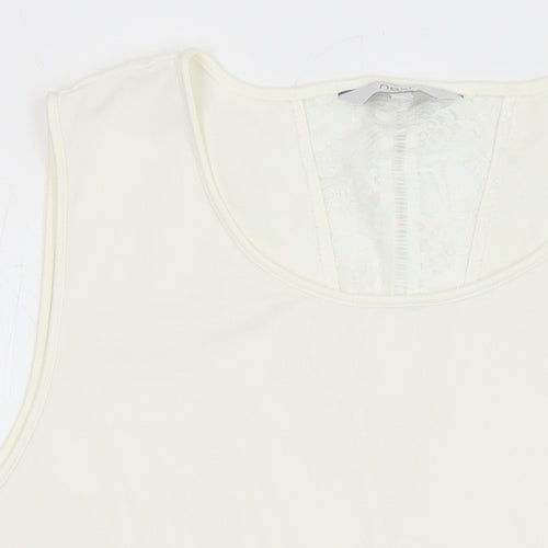NEXT Womens Ivory Polyester Tunic Blouse Size 14 Round Neck - Lace Detail